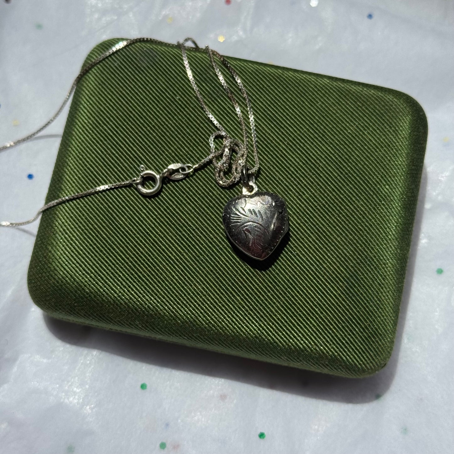 Vintage Sterling Silver Heart Locket Necklace