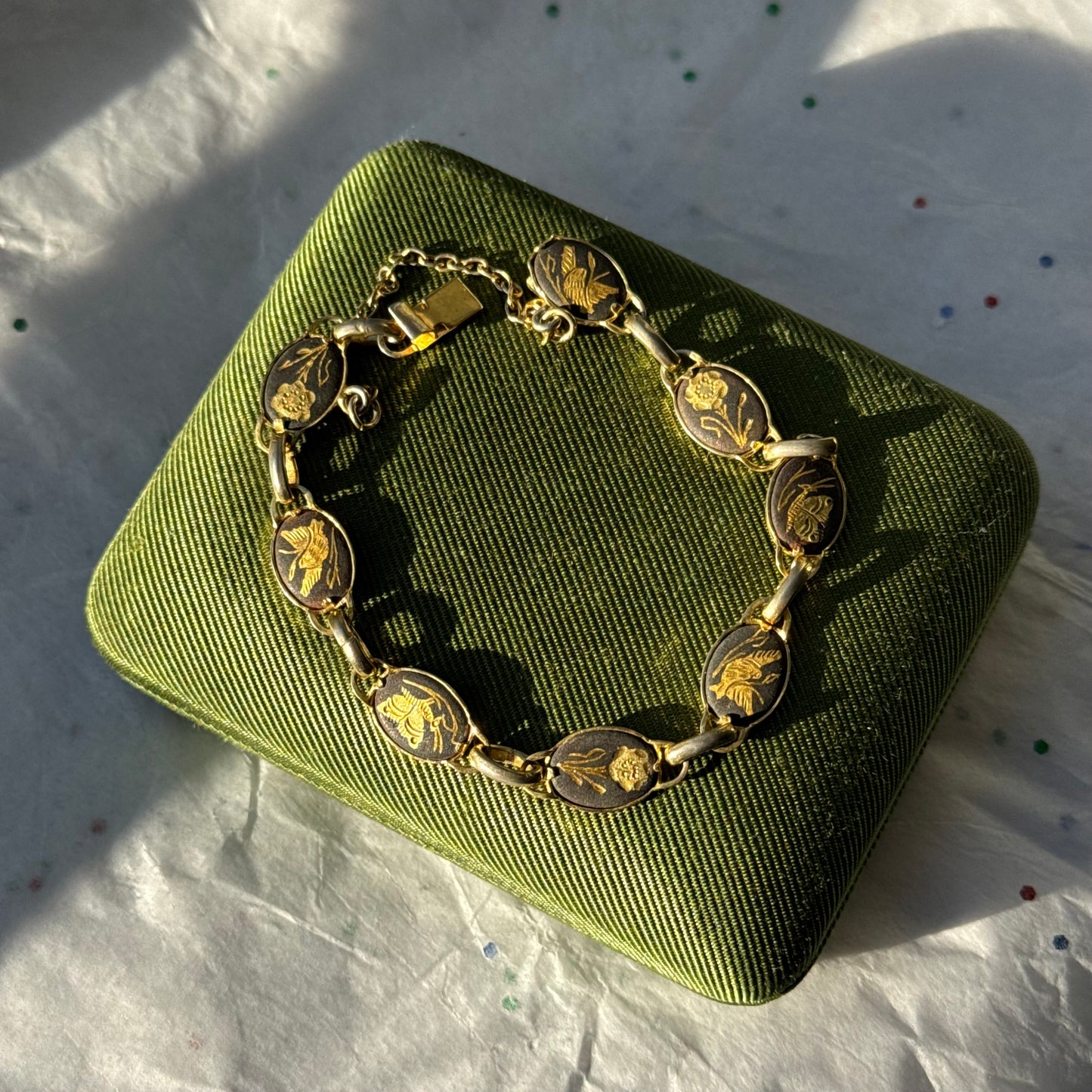 Vintage Damascene Gold & Black Bracelet
