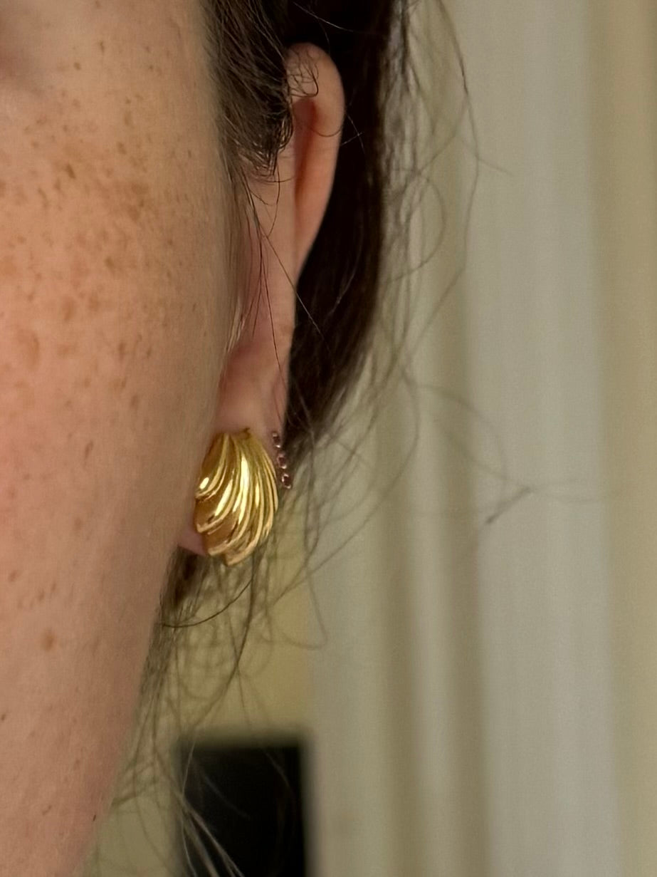 Vintage Gold Shell Post Earrings