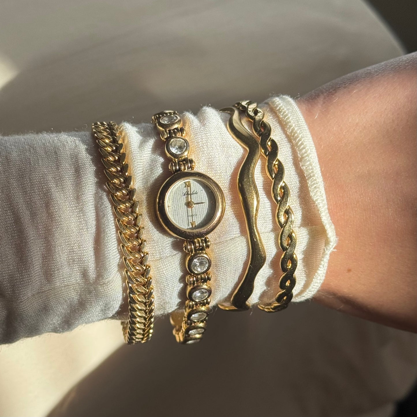 Gold Wavy Cuff Bracelet