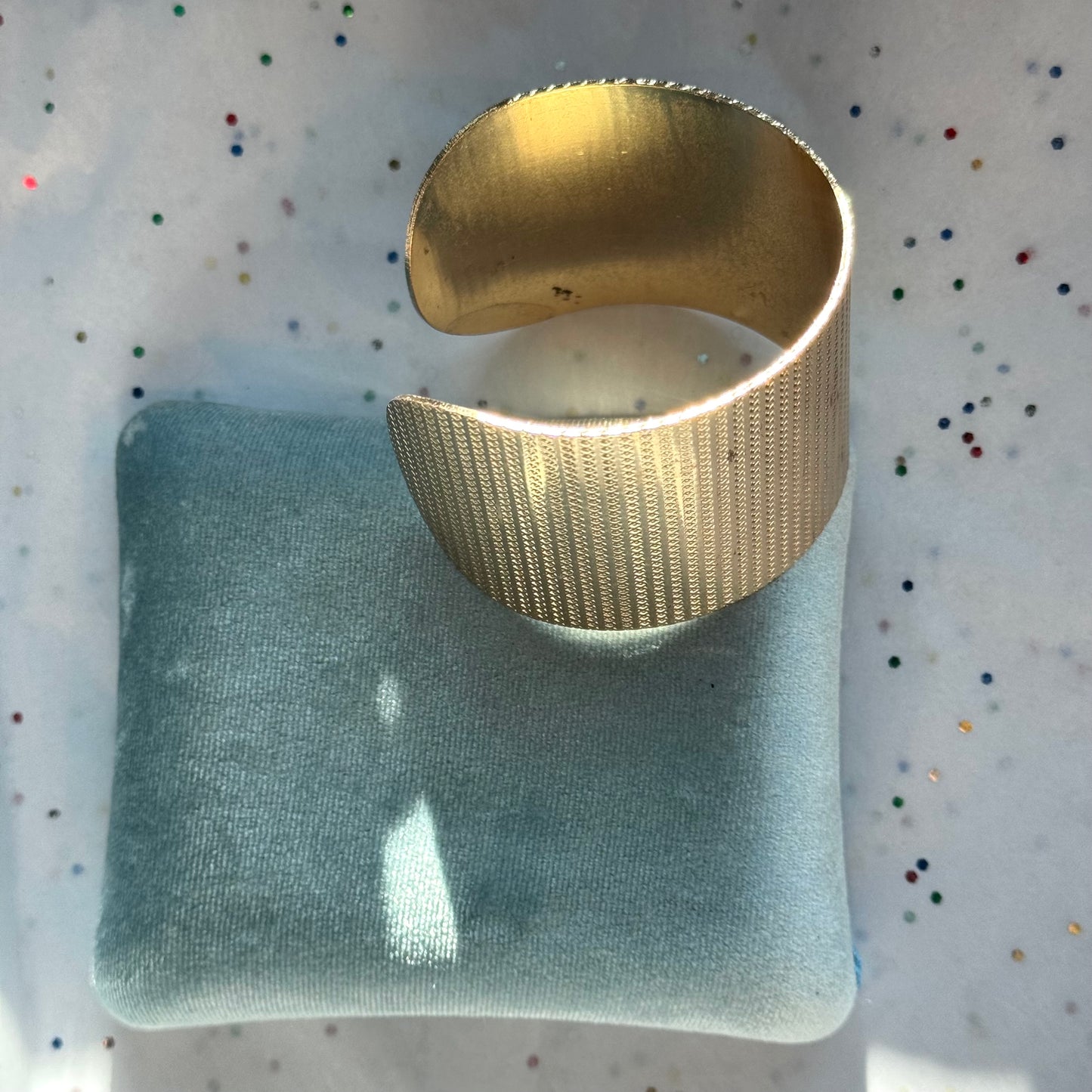 Vintage Textured Gold Tone Cuff Bracelet