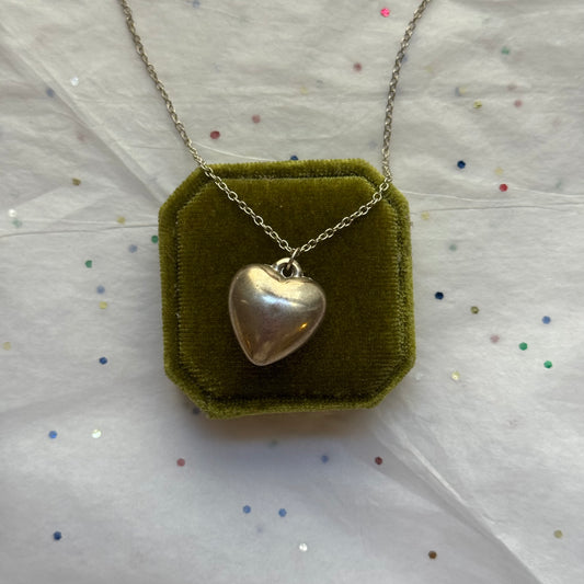 Vintage Silver Heart Pendant Necklace