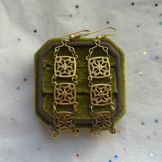 Vintage Brass Dangle Earrings
