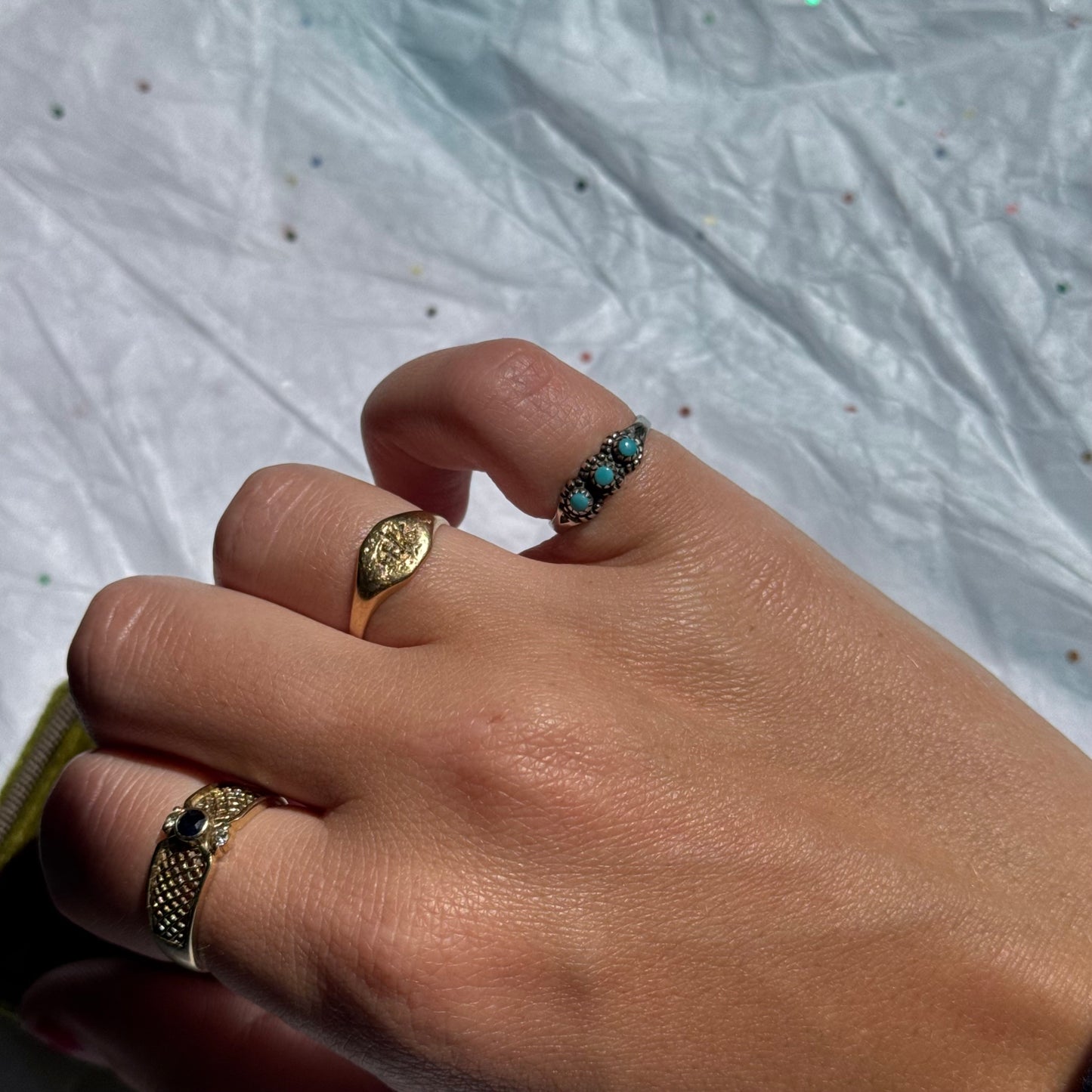 Vintage Small Sterling Silver Turquoise Ring