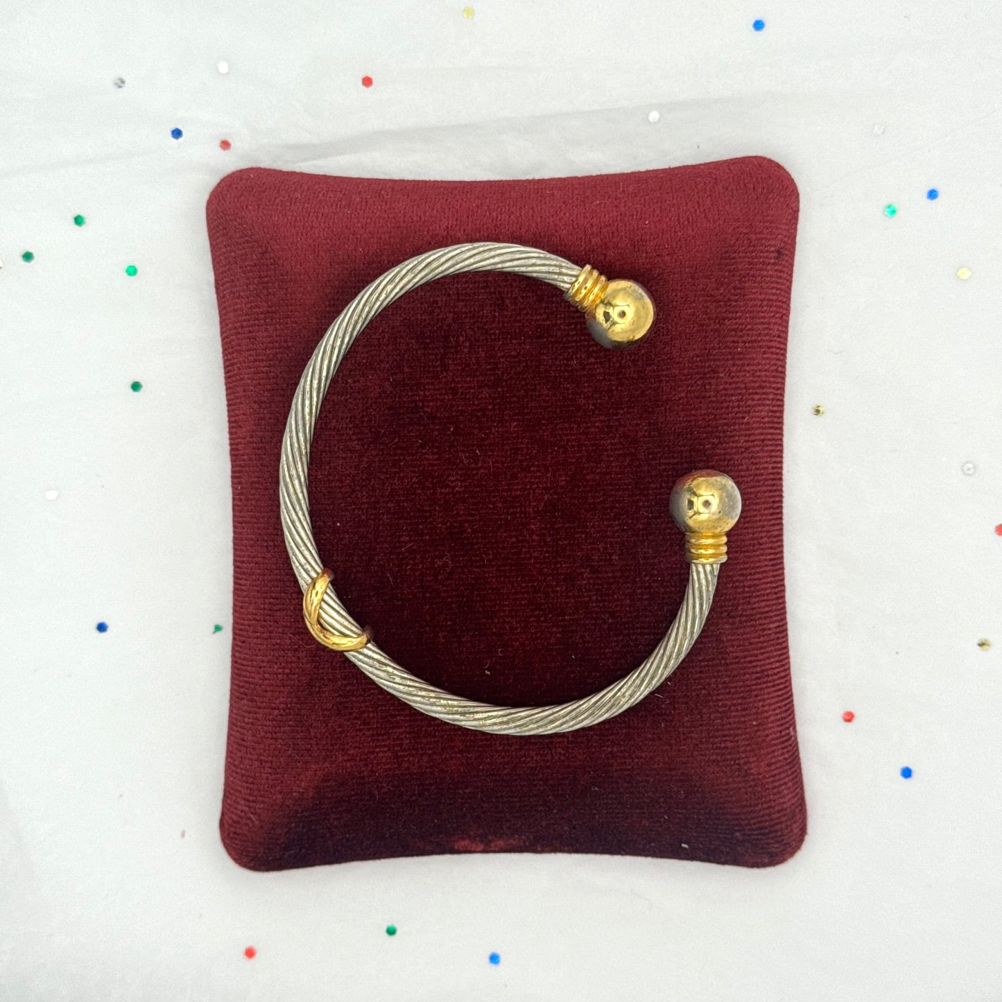 Vintage Two Tone Twisted Cuff Bracelet