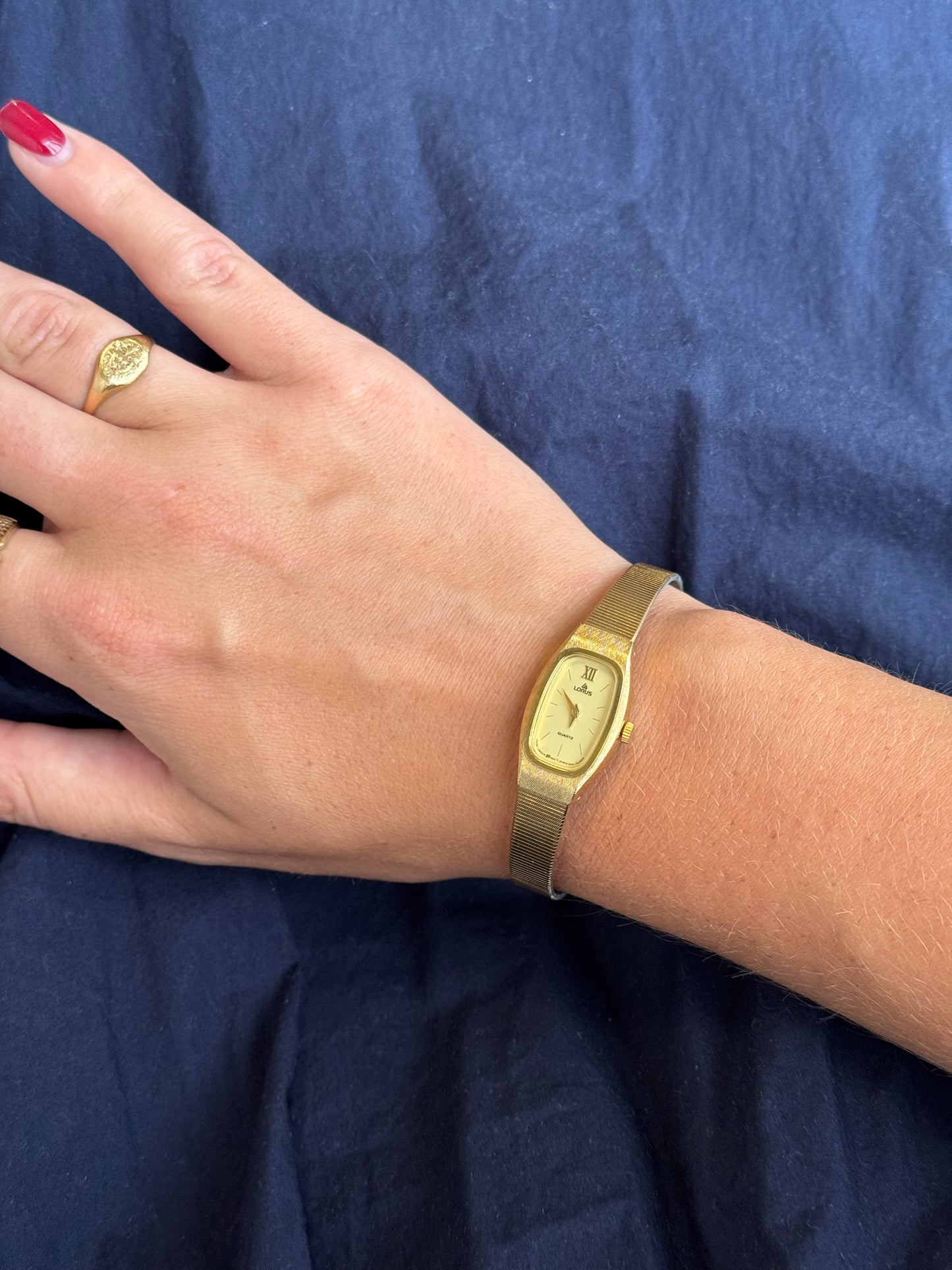 Vintage Gold Elongated Rectangle Face Lorus Watch