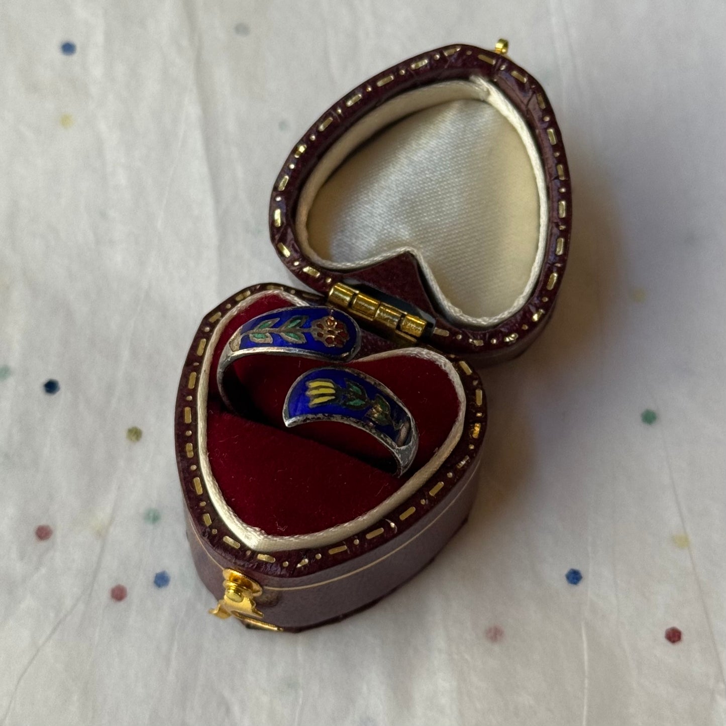 Vintage Sterling Silver Blue Cloisonné Enamel Wrap Ring
