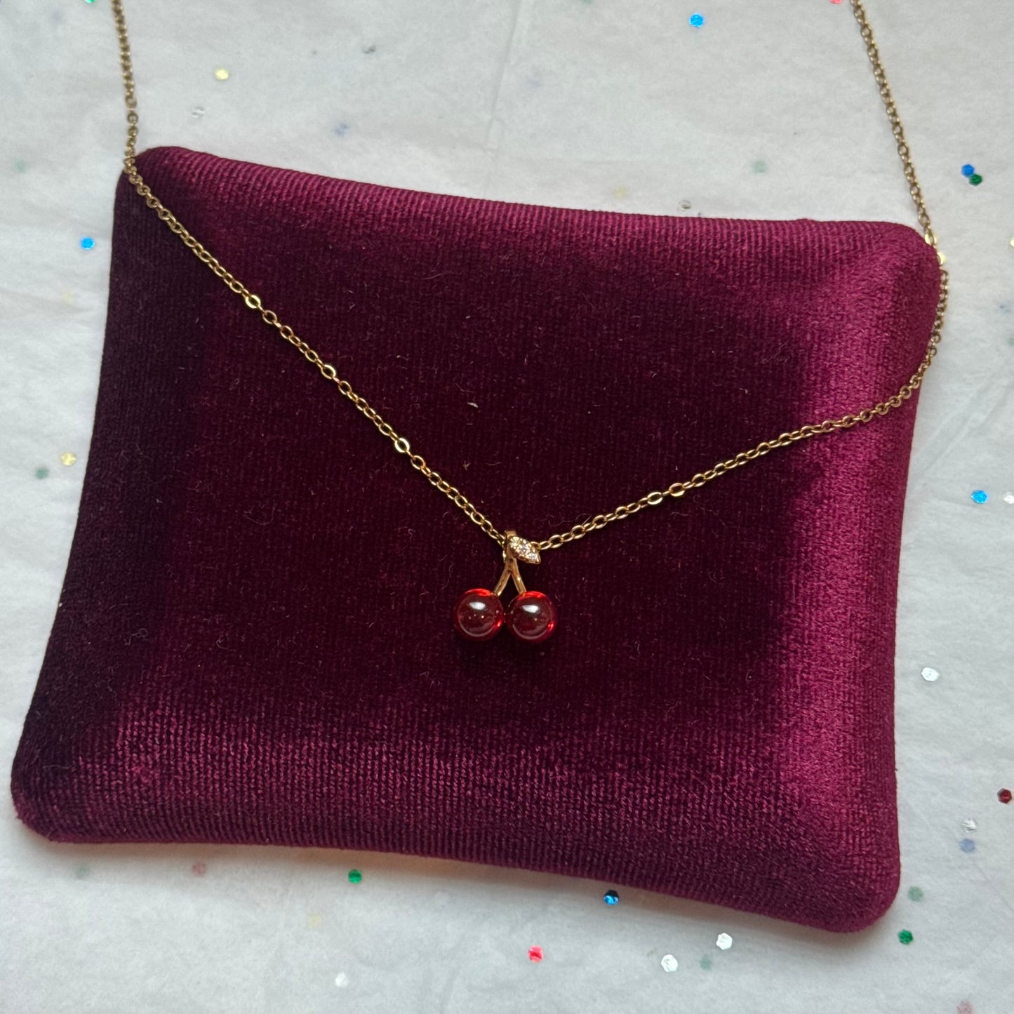 Gold Cherry Pendant Necklace
