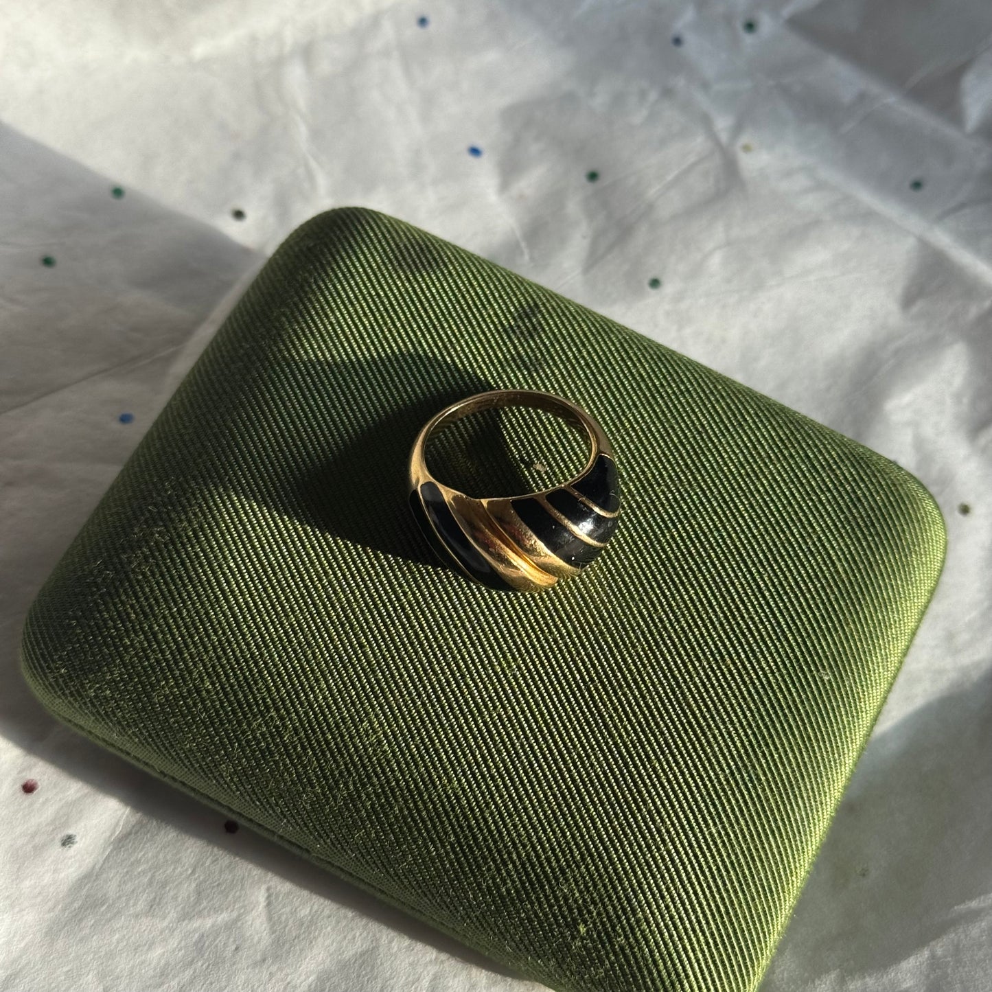 Vintage Gold & Black Enamel Ring