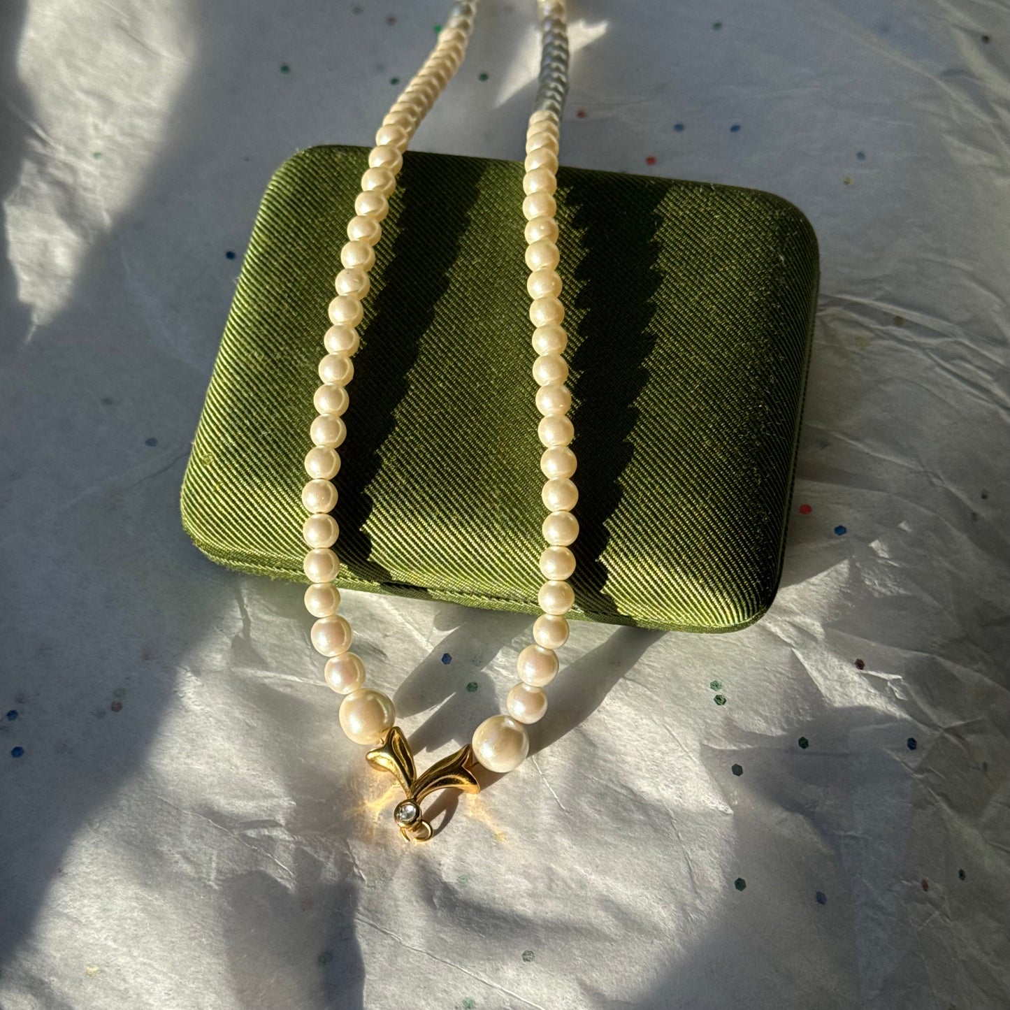 Vintage Gold Pearl Necklace