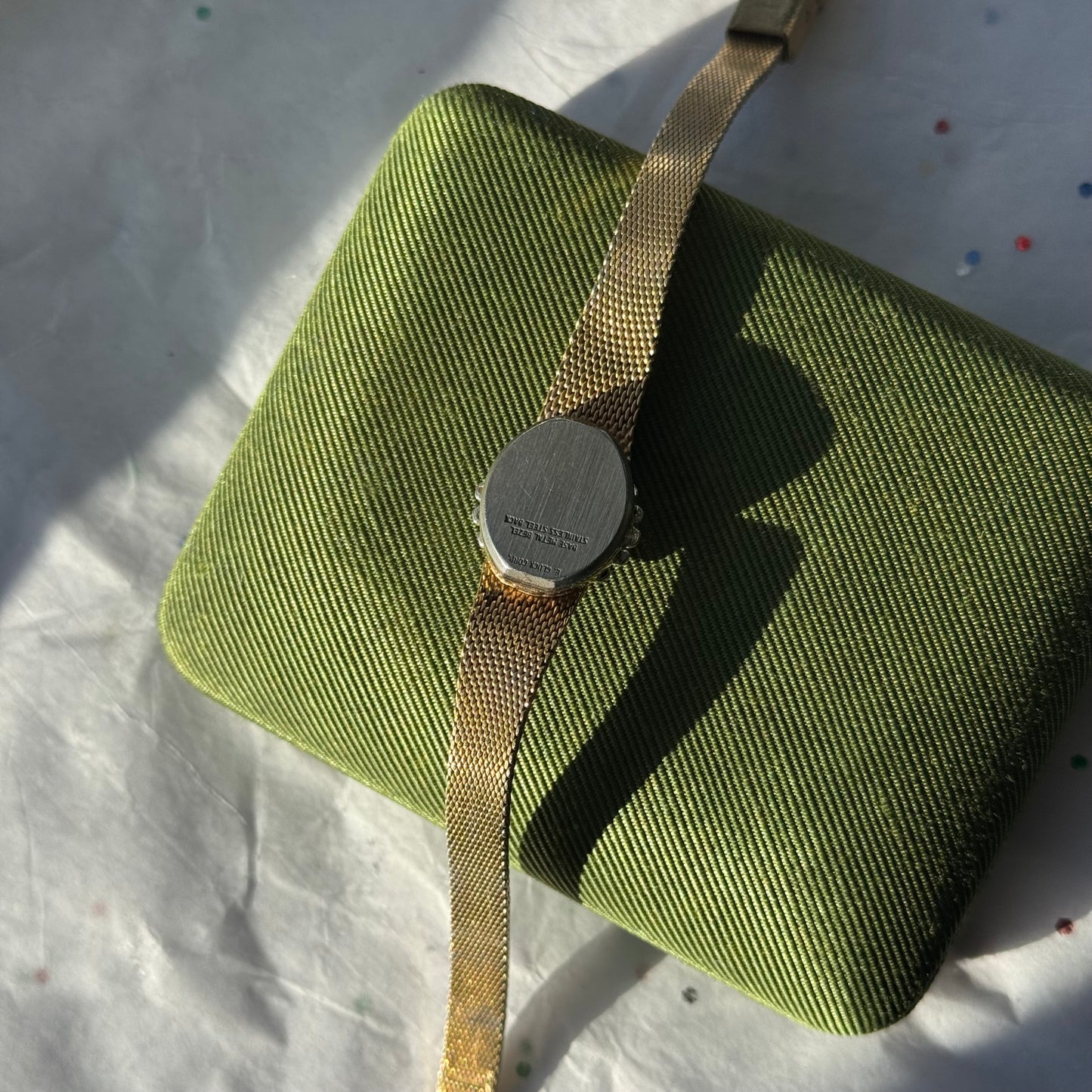 Vintage Gold Watch with Rhinestone Frame