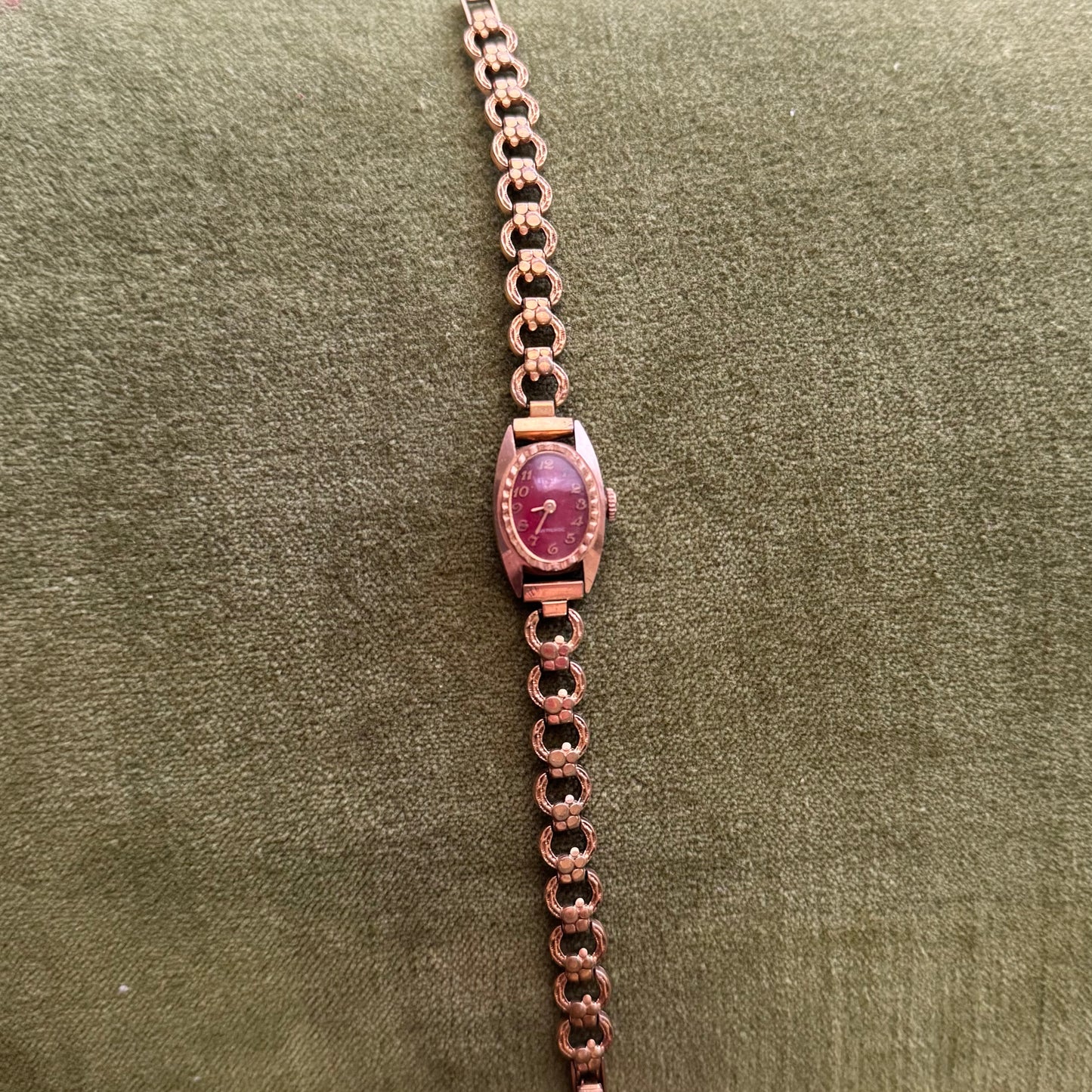 Vintage Gold Watch with Red Face - Sourced from Paris