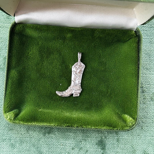 Vintage Sterling Silver Cowboy Boot Pendant Charm