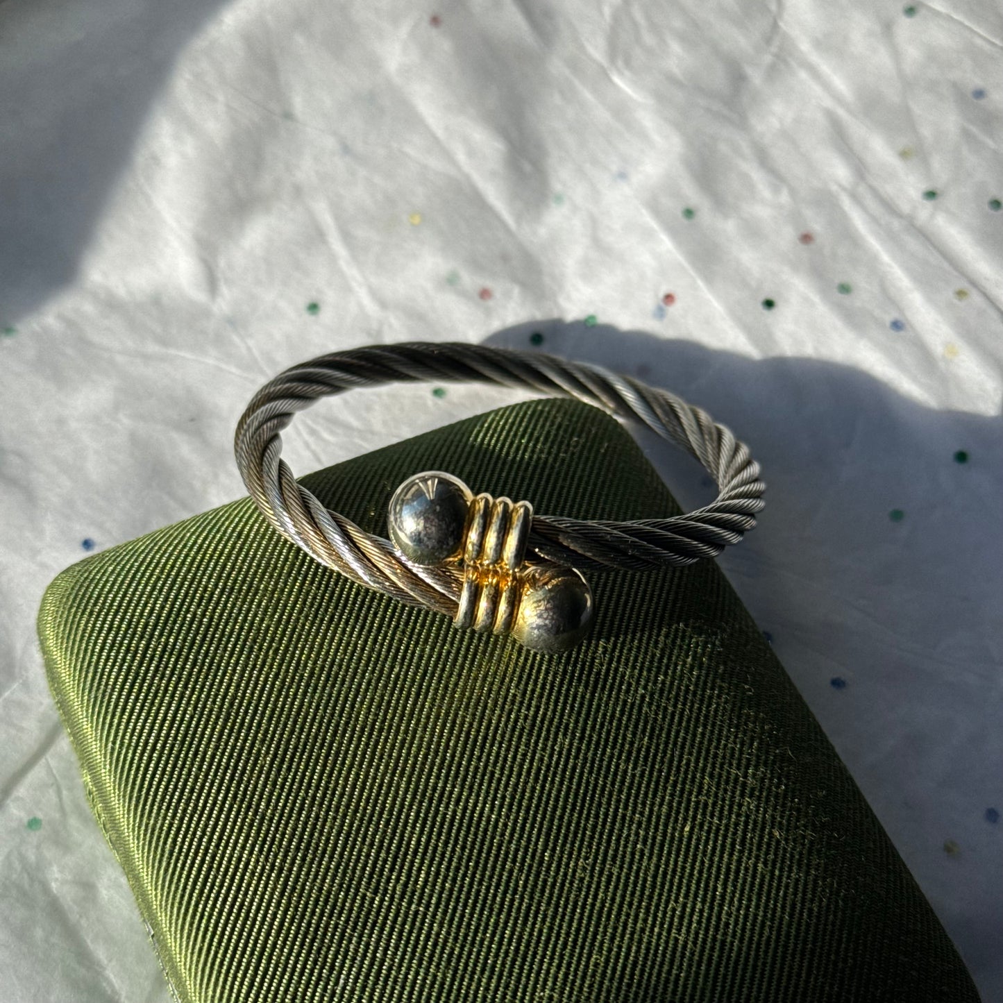 Vintage Two Tone Twisted Cuff Bracelet