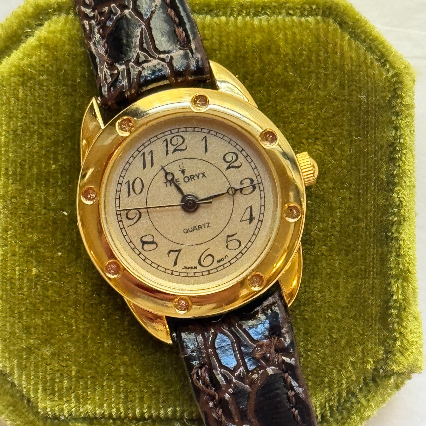 Vintage Gold & Brown Leather Watch