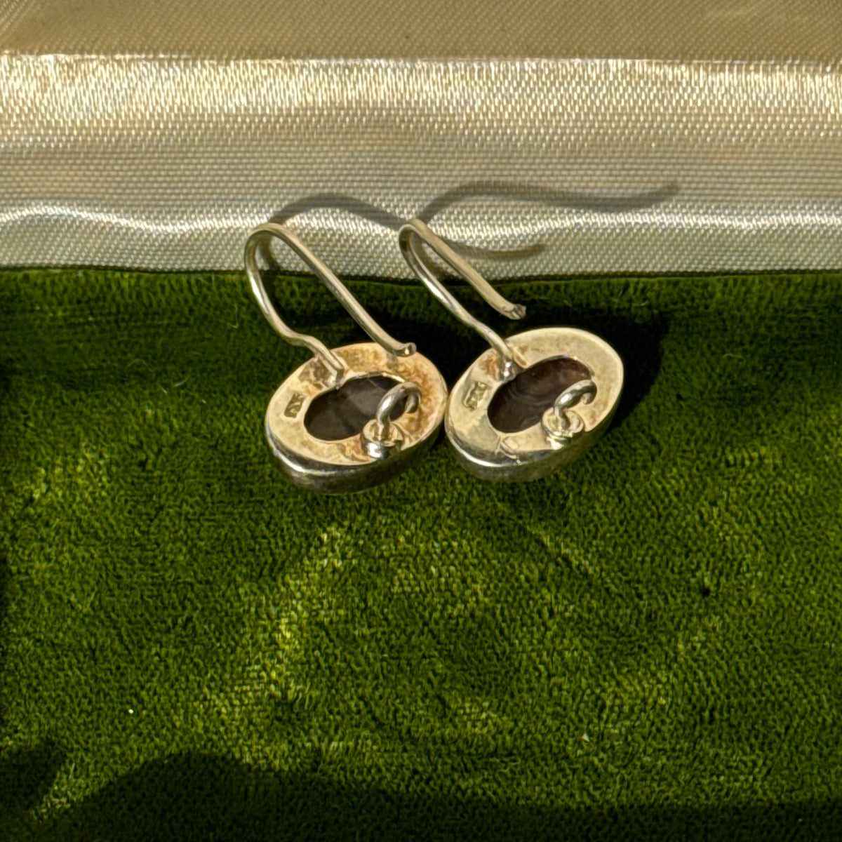 Vintage Sterling Silver Natural Stone Earrings