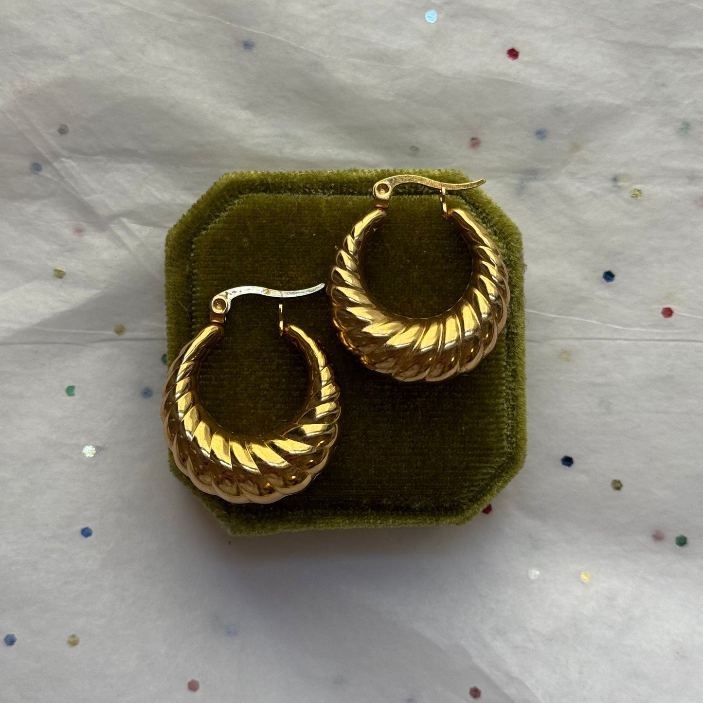 Gold Croissant Hoop Post Earrings