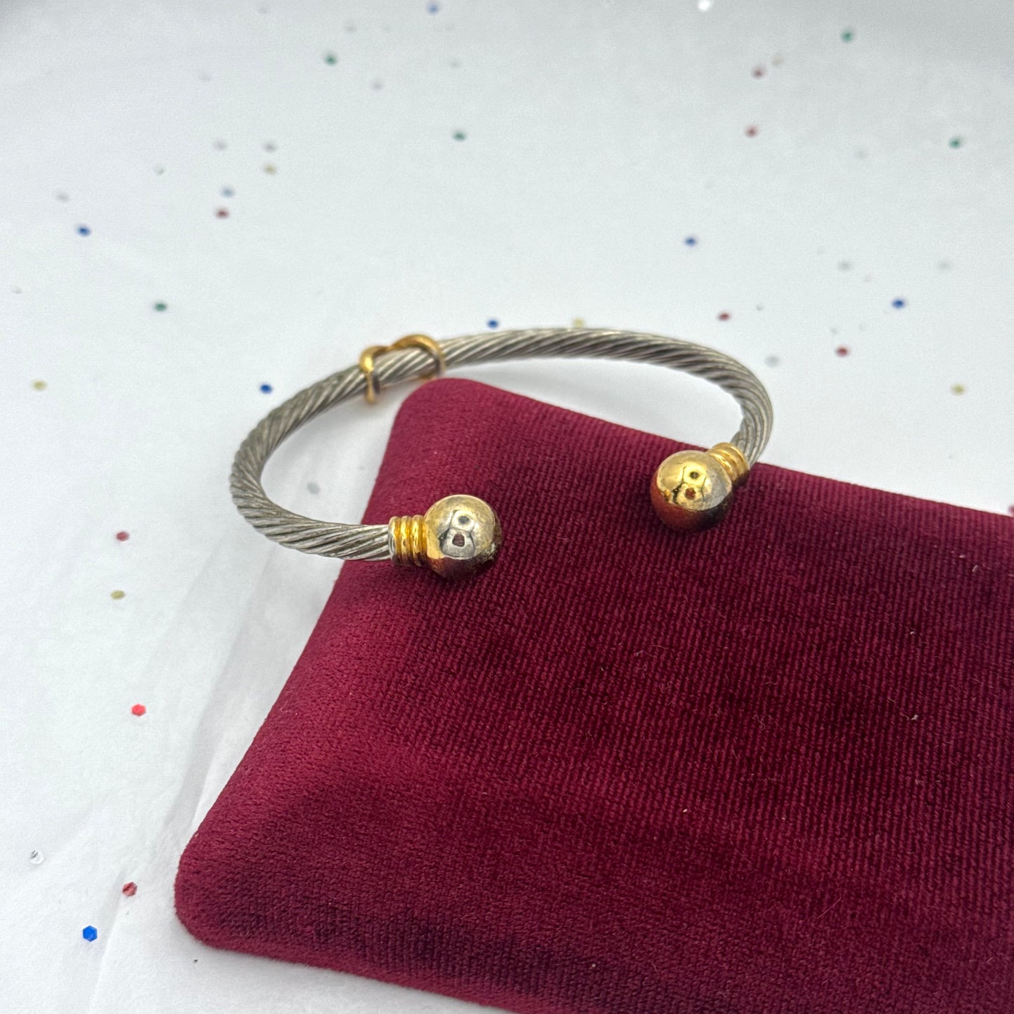 Vintage Two Tone Twisted Cuff Bracelet