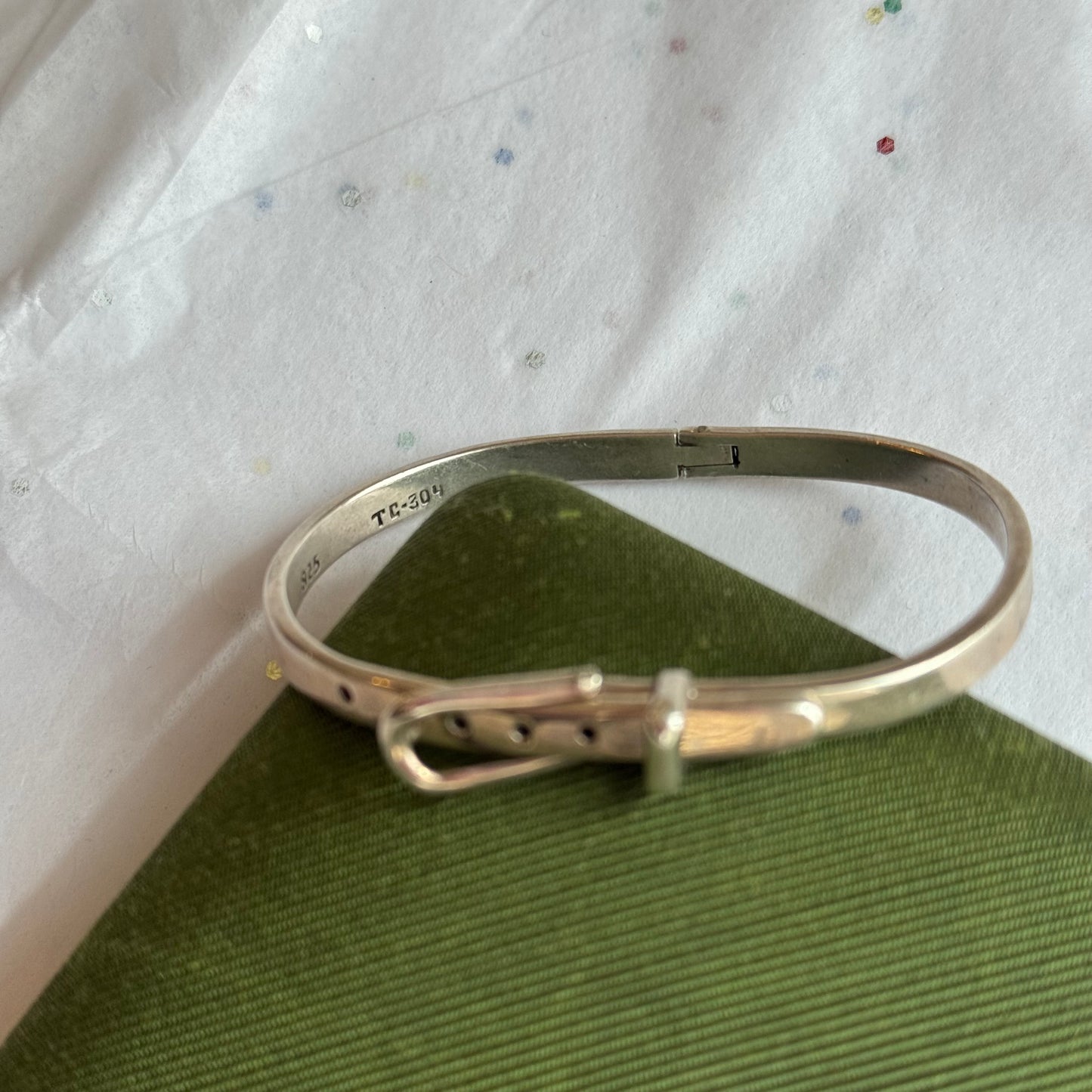 Vintage 925 Sterling Silver Belt Buckle Bangle Bracelet