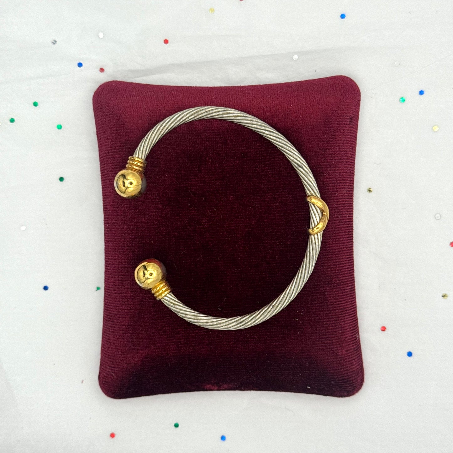 Vintage Two Tone Twisted Cuff Bracelet