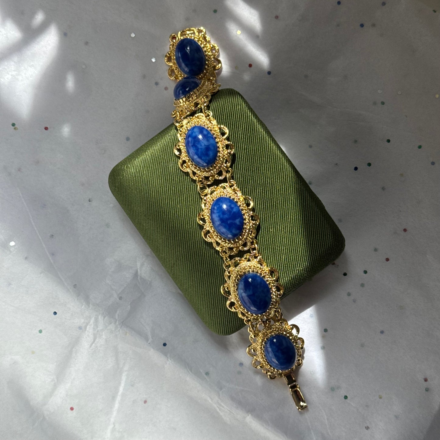Vintage Blue Stone Gold Bracelet