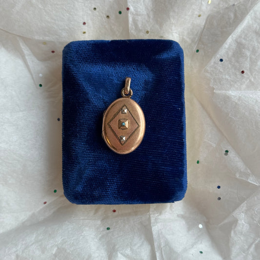 Victorian Gold Filled Locket with Turquoise - Sourced in Paris