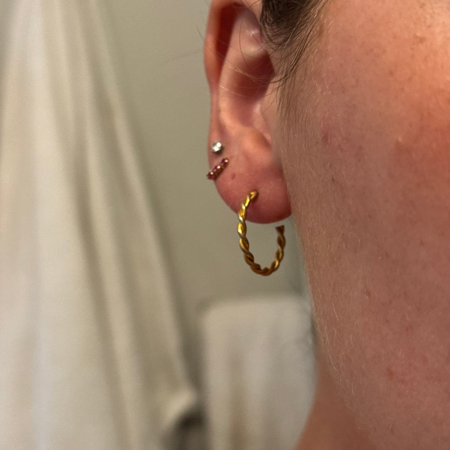 Vintage Gold Twist Hoop Earrings