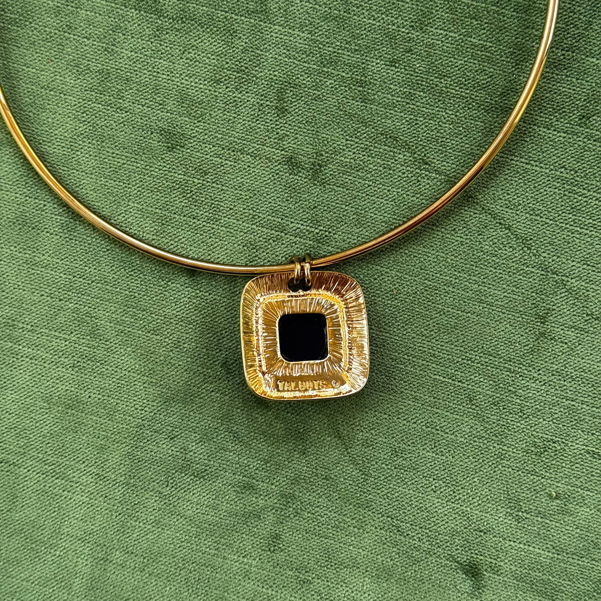 Gold Choker Necklace with Navy Blue Stone