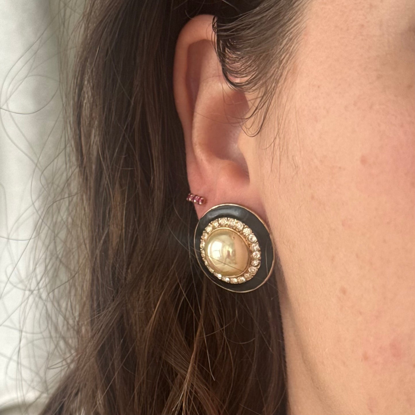 Vintage Gold Pearl & Rhinestone Earrings