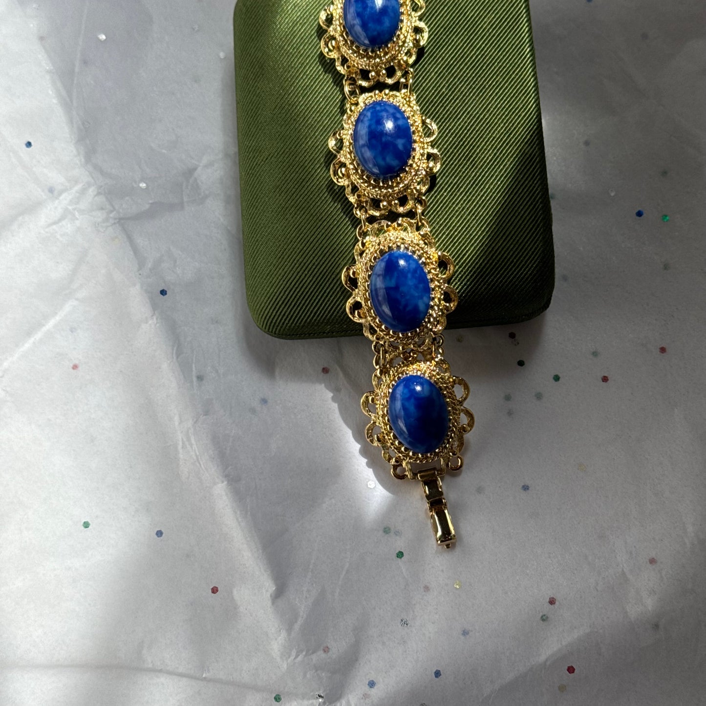 Vintage Blue Stone Gold Bracelet