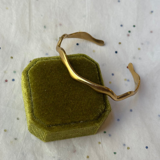 Gold Wavy Cuff Bracelet