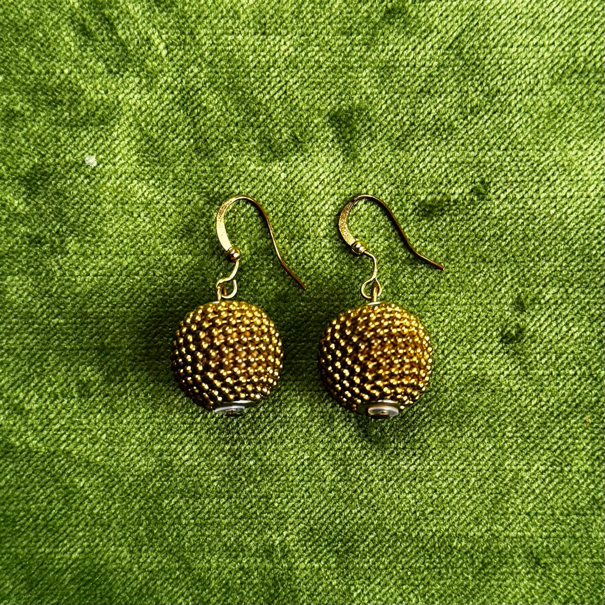 Vintage Gold Beaded Ball Earrings