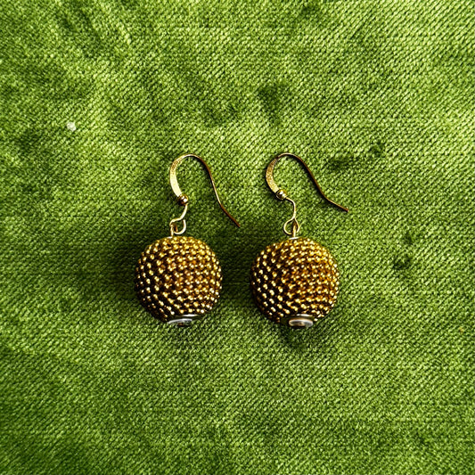 Vintage Gold Beaded Ball Earrings