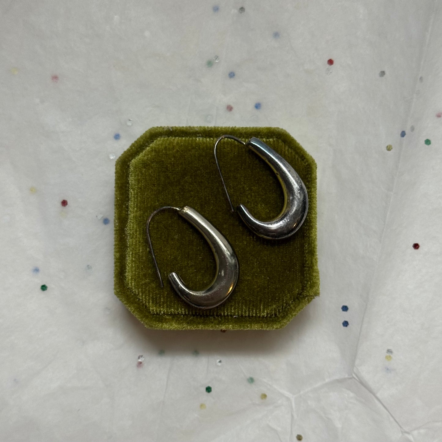 Vintage Sterling Silver Teardrop Hoop Earrings