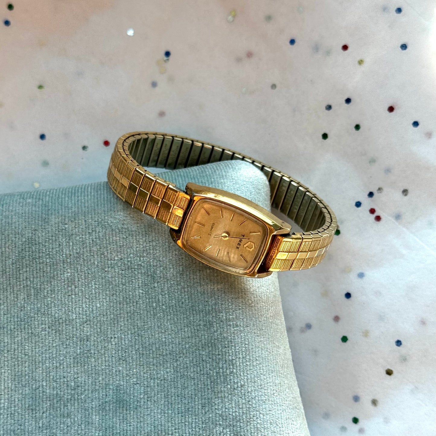 Vintage Gold Timex Stretch Band Watch