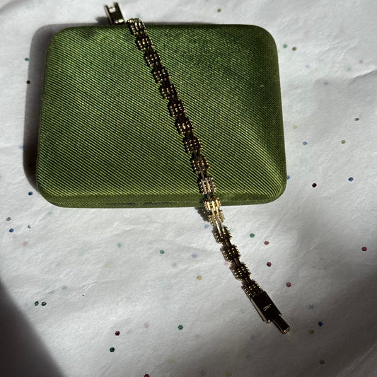 Vintage Gold Tone Square Link Bracelet