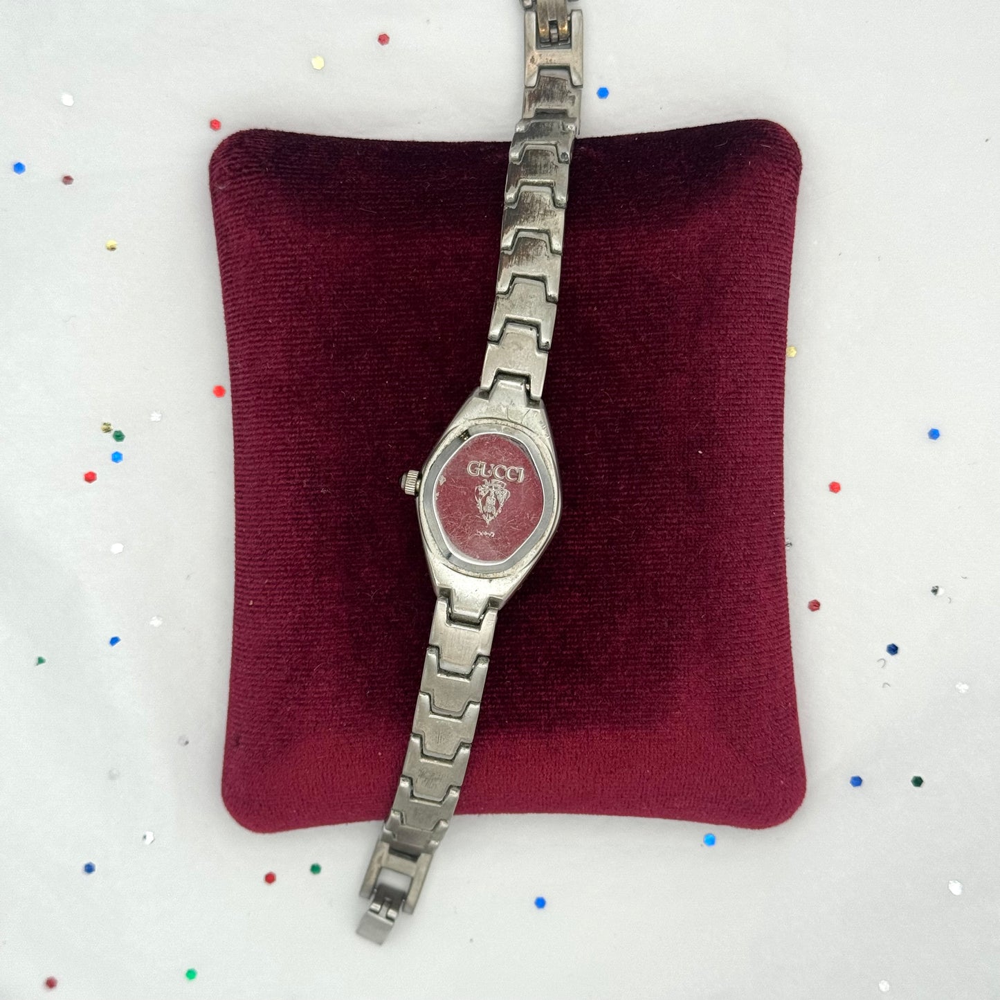 Vintage 1990s Authentic Gucci Silver & White Bubble Watch