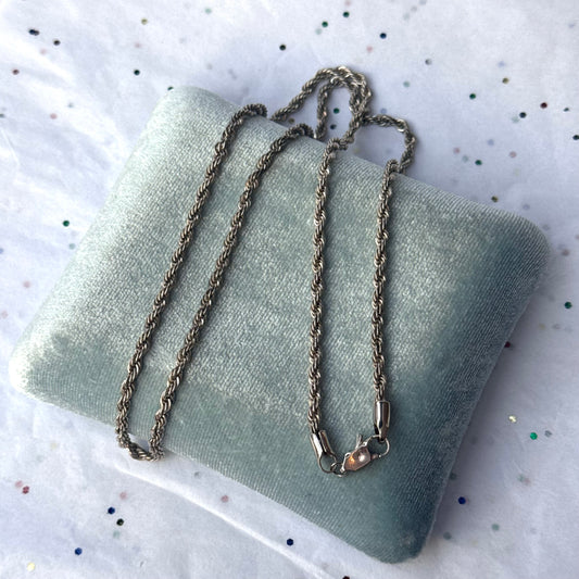 Vintage Sterling Silver Rope Chain Necklace