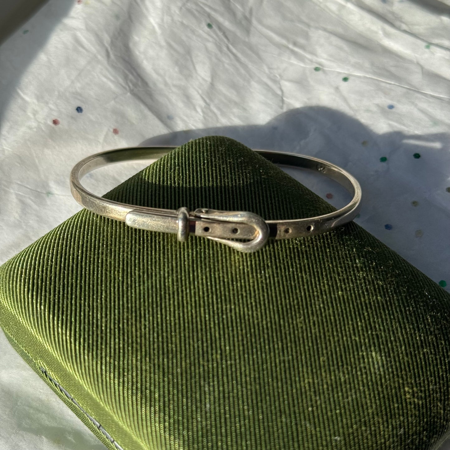 Vintage 925 Sterling Silver Belt Buckle Bangle Bracelet