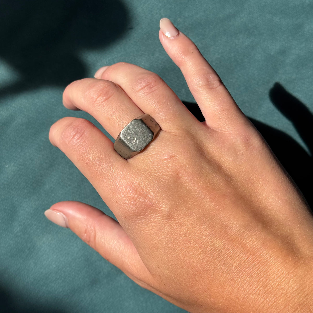 Vintage Silver Signet Pewter Ring