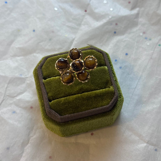 Vintage Gold Floral Tigers Eye Ring