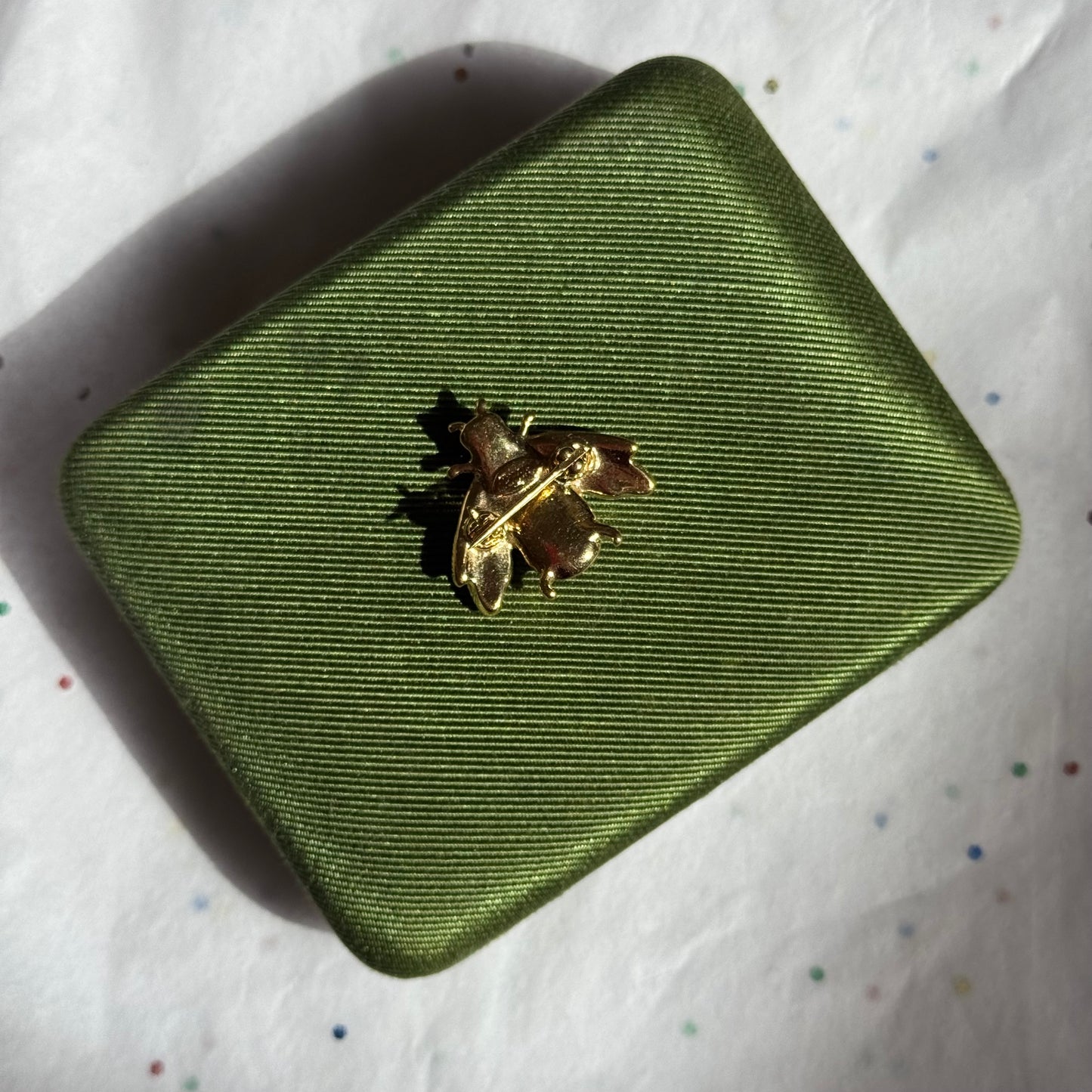 Vintage Trifari Gold Bee Brooch with Rhinestones