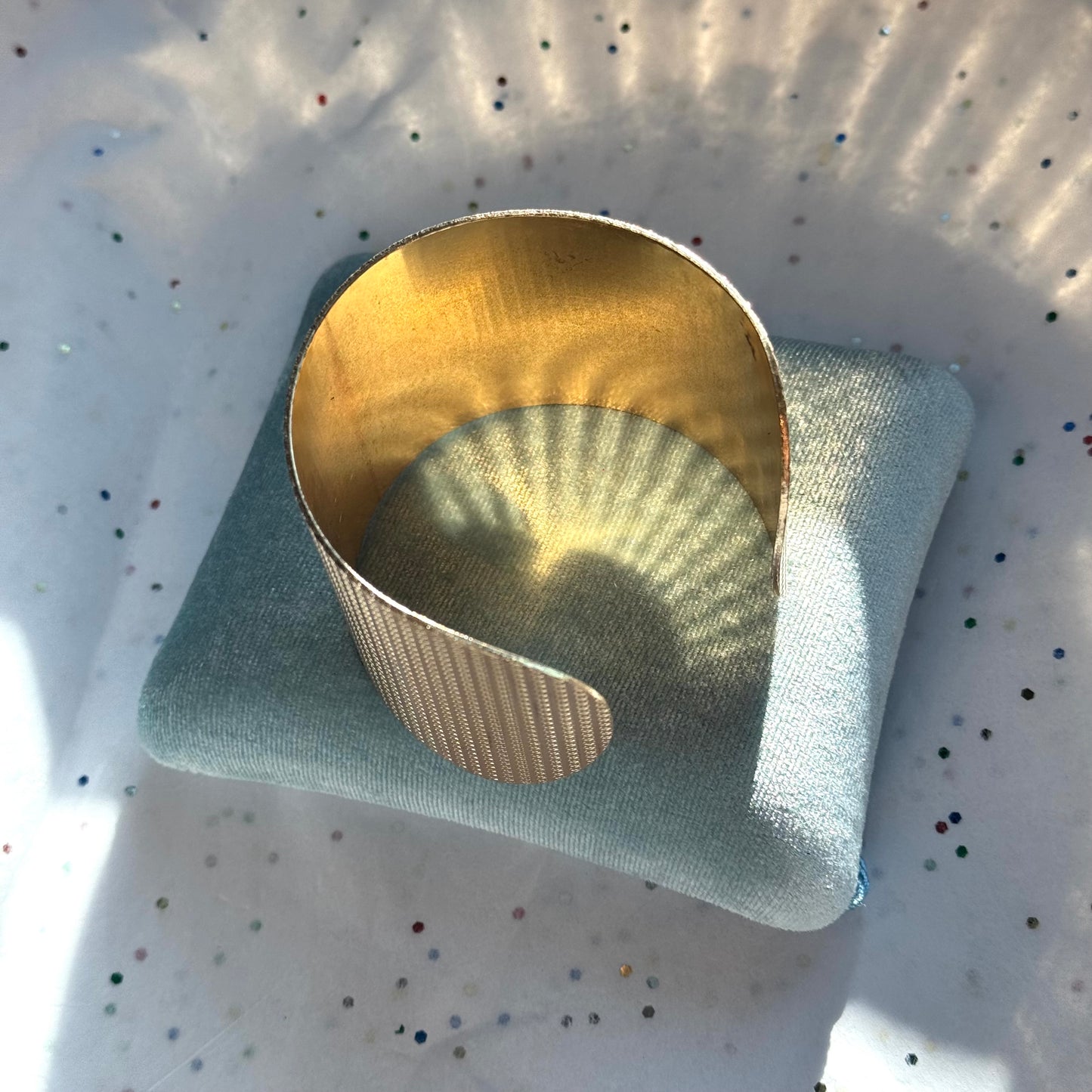 Vintage Textured Gold Tone Cuff Bracelet