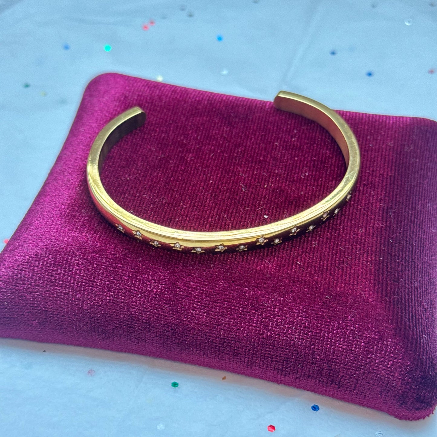 Gold Starset Rhinestone Cuff Bracelet