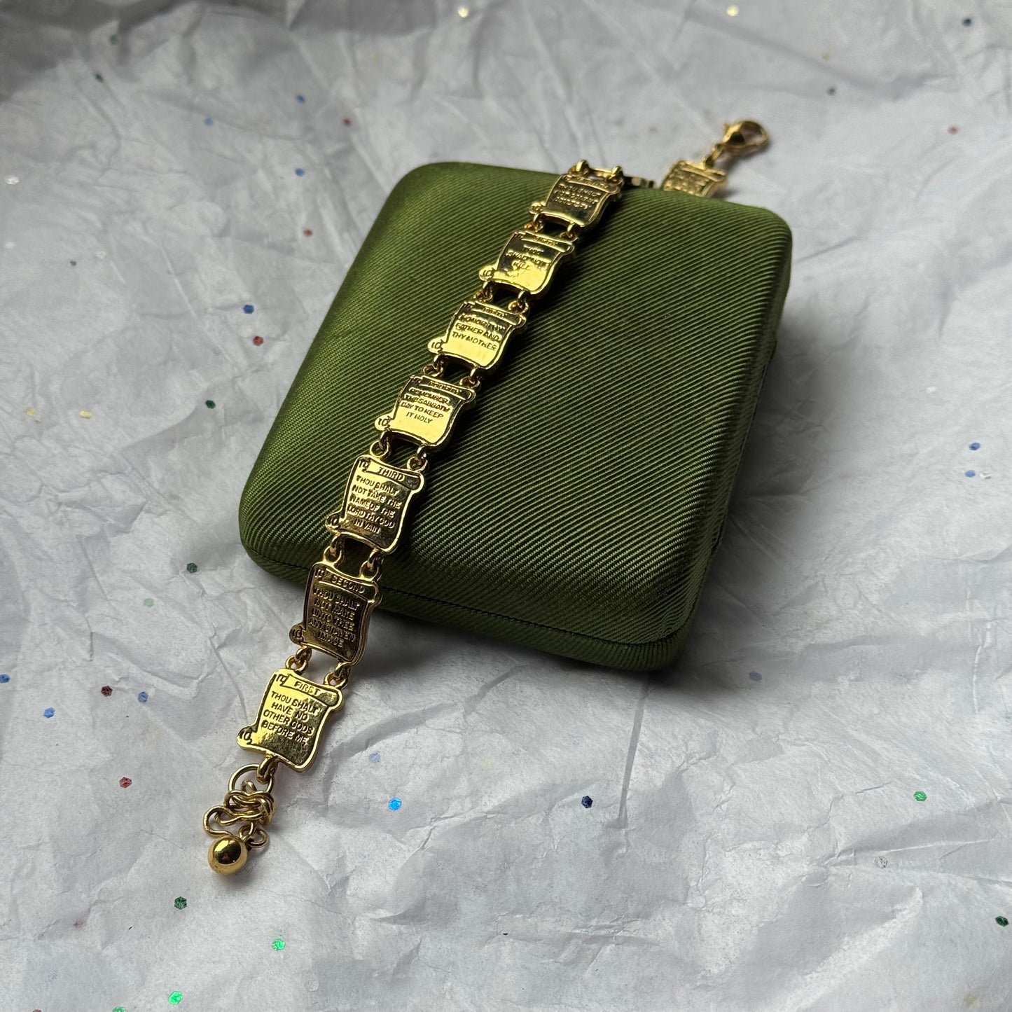 Vintage Gold Ten Commandments Bracelet