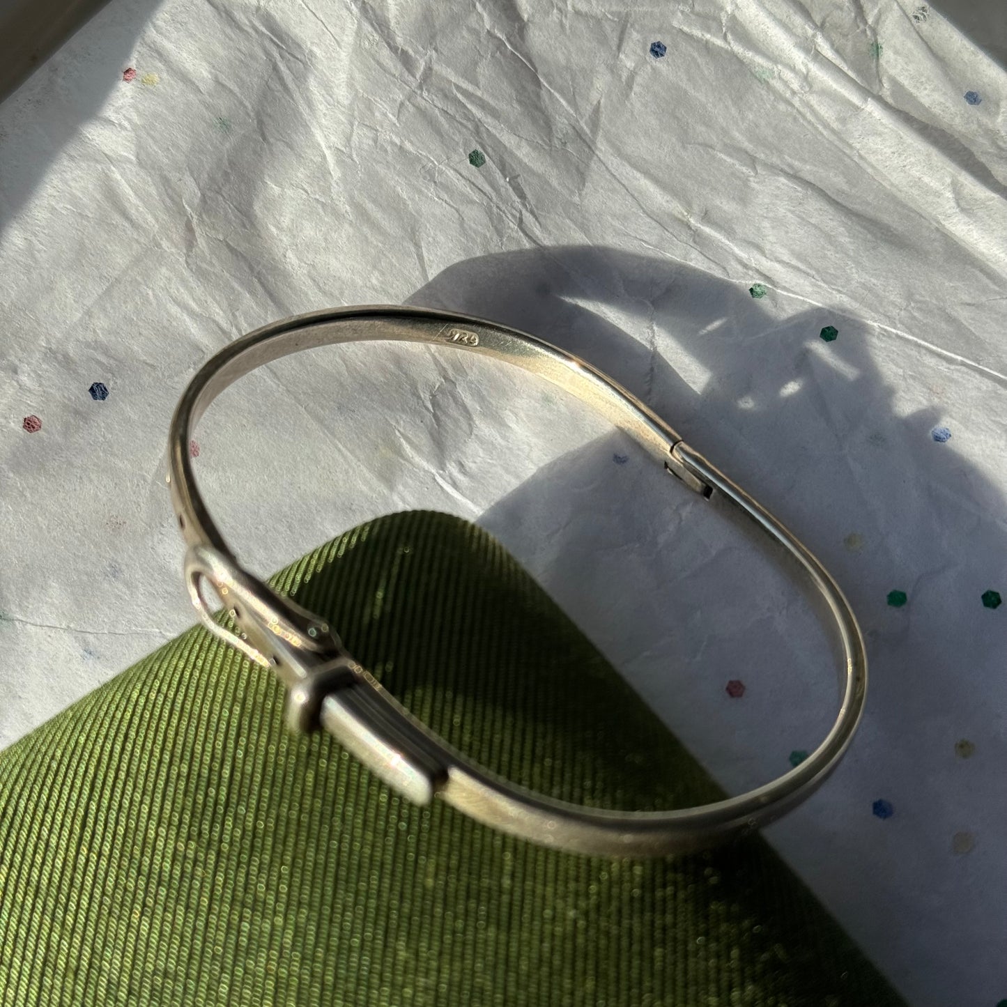 Vintage 925 Sterling Silver Belt Buckle Bangle Bracelet