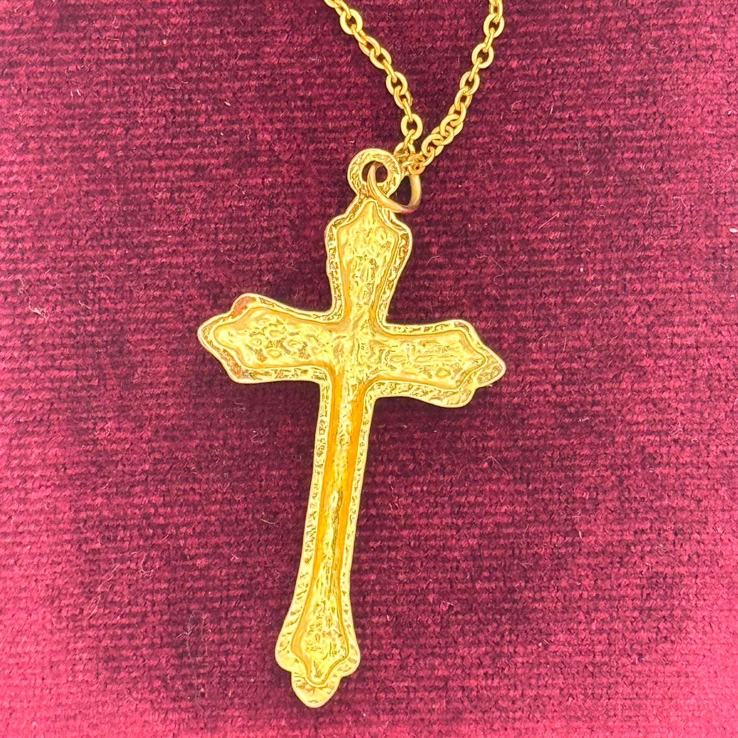 Vintage Gold Tone Cross Necklace