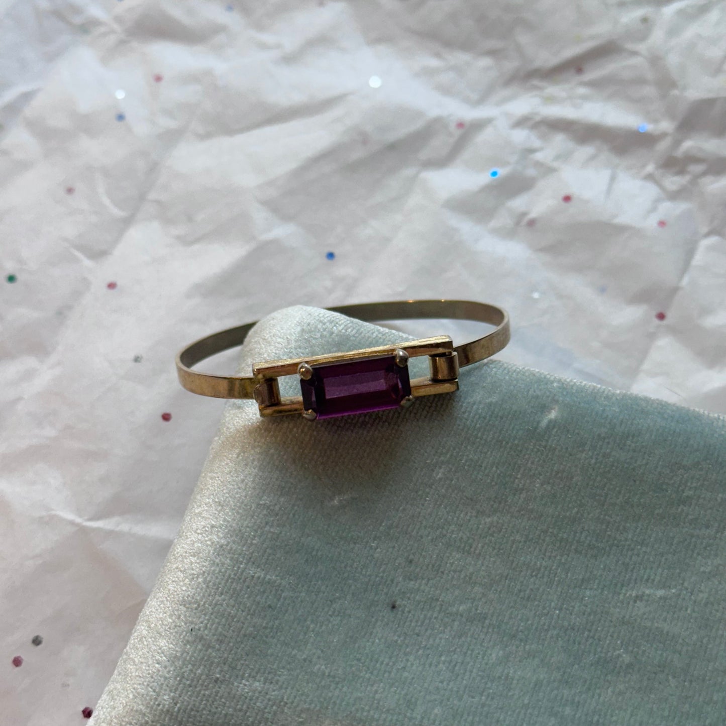 Vintage Gold Purple Rhinestone Bracelet