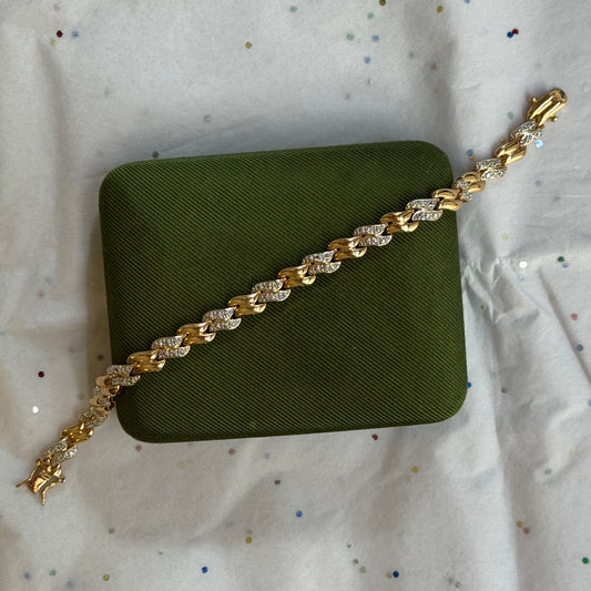 Vintage Sterling Silver Gold Vermeil Tennis Bracelet