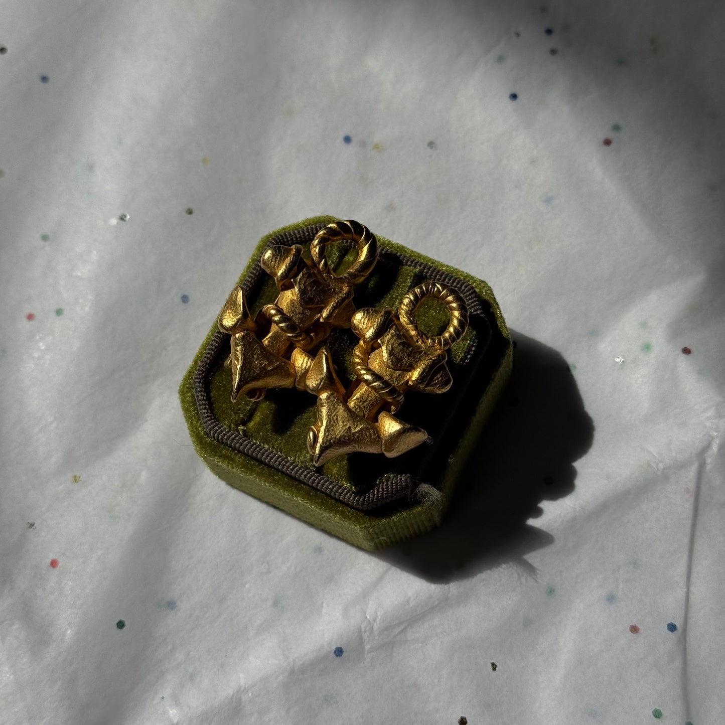 Vintage Nautical Gold Anchor Clip Earrings
